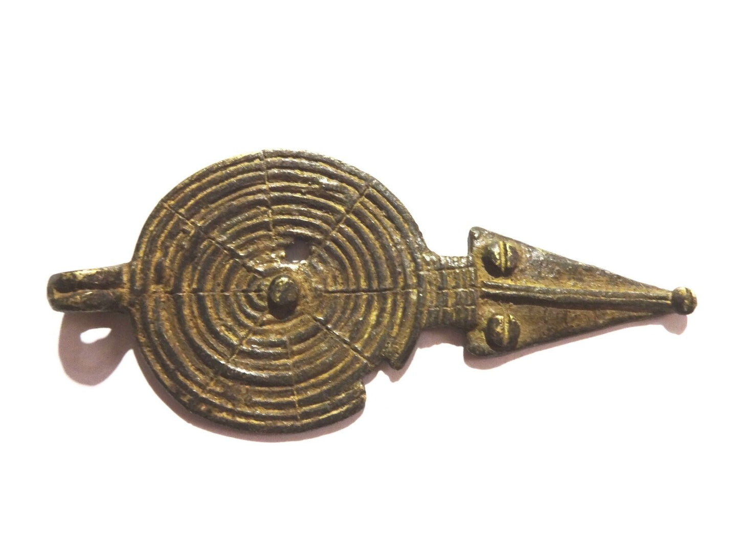 #1012 Superb Gan Bronze Amulet Pendant of Ornate Serpent Burkina Faso 4" H