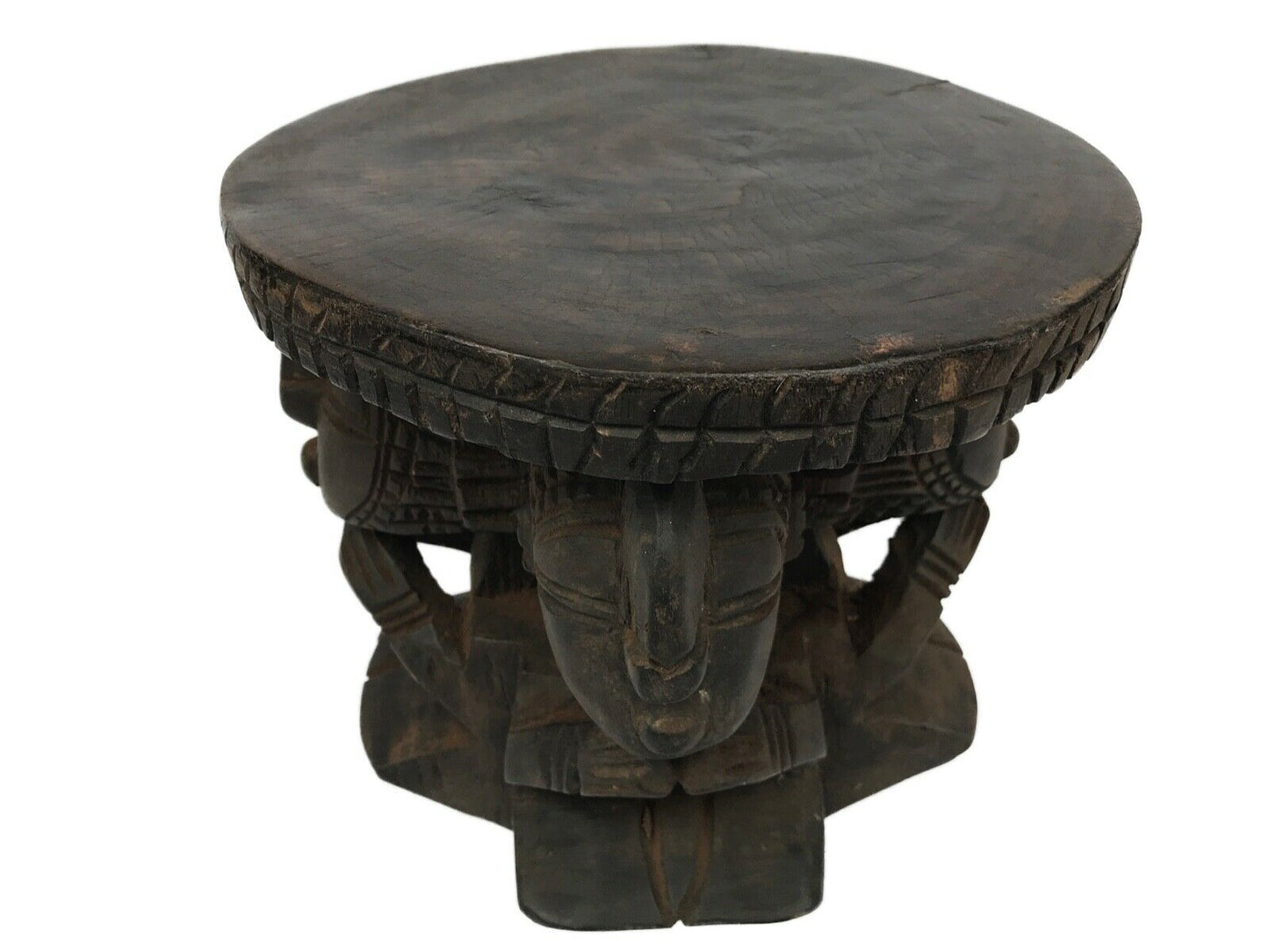 #150 Superb African Carved wood  Baga  Stool/Table  Guinea 8.25" H by 8.75" D