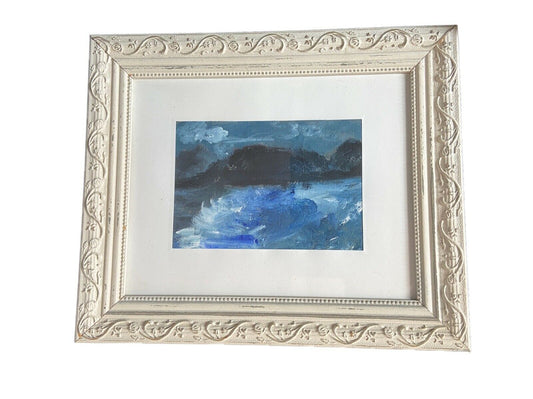 Acrylic Seascape on Paper Framed Abstract 10.5" by 12.5" By YJR #827