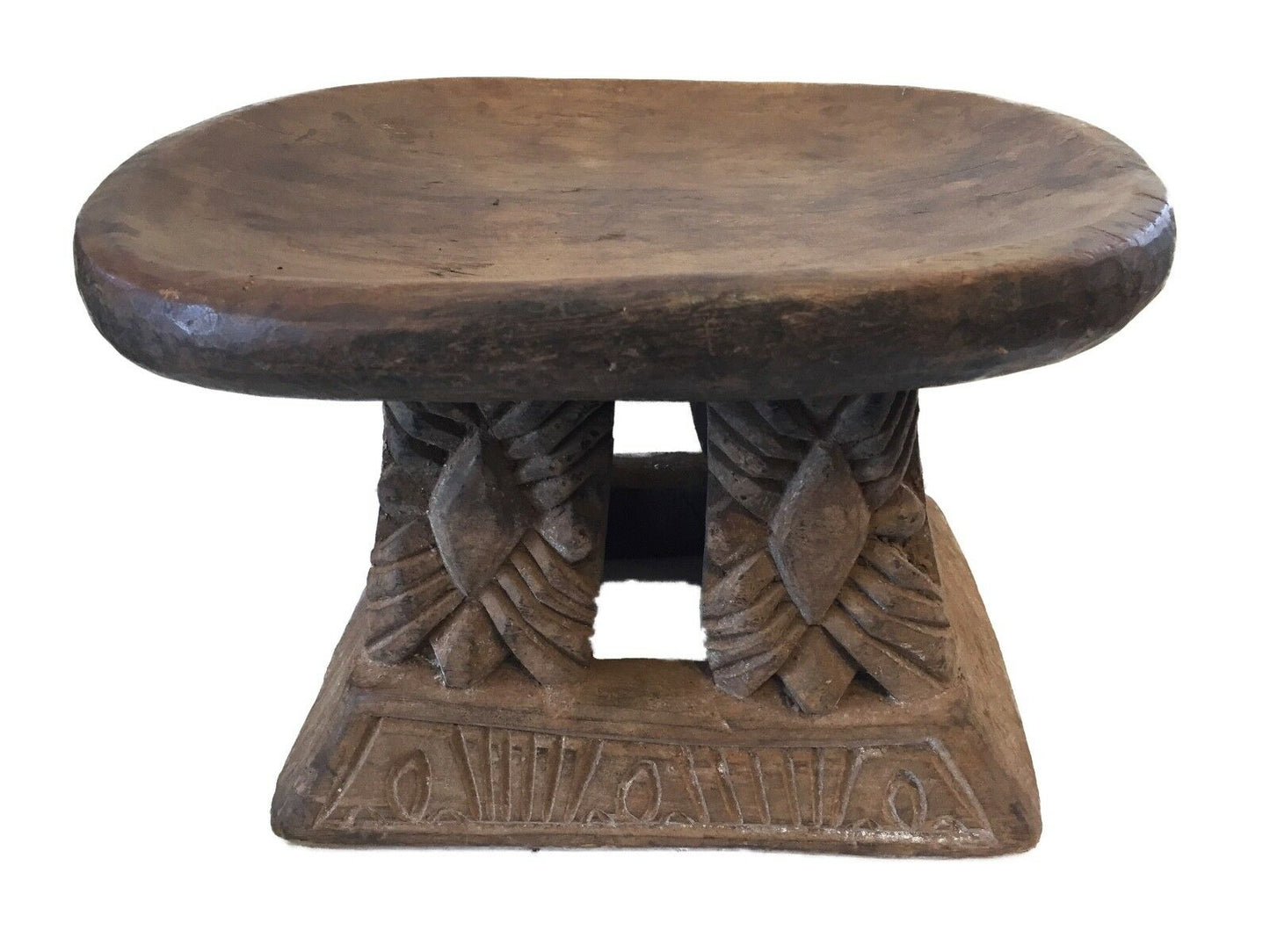 #782 African Bamileke Low  Milk Stool Cameroon 14." w by 9.25" h