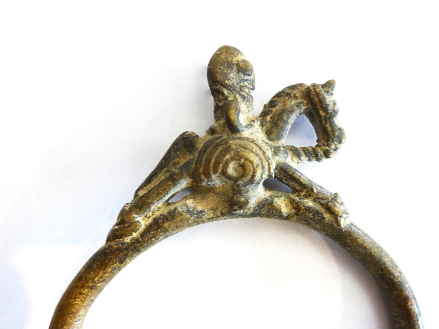 #1961 African Dogon bronze Bracelet w/ a horseman/ equestrians figure Mali Gold Weight