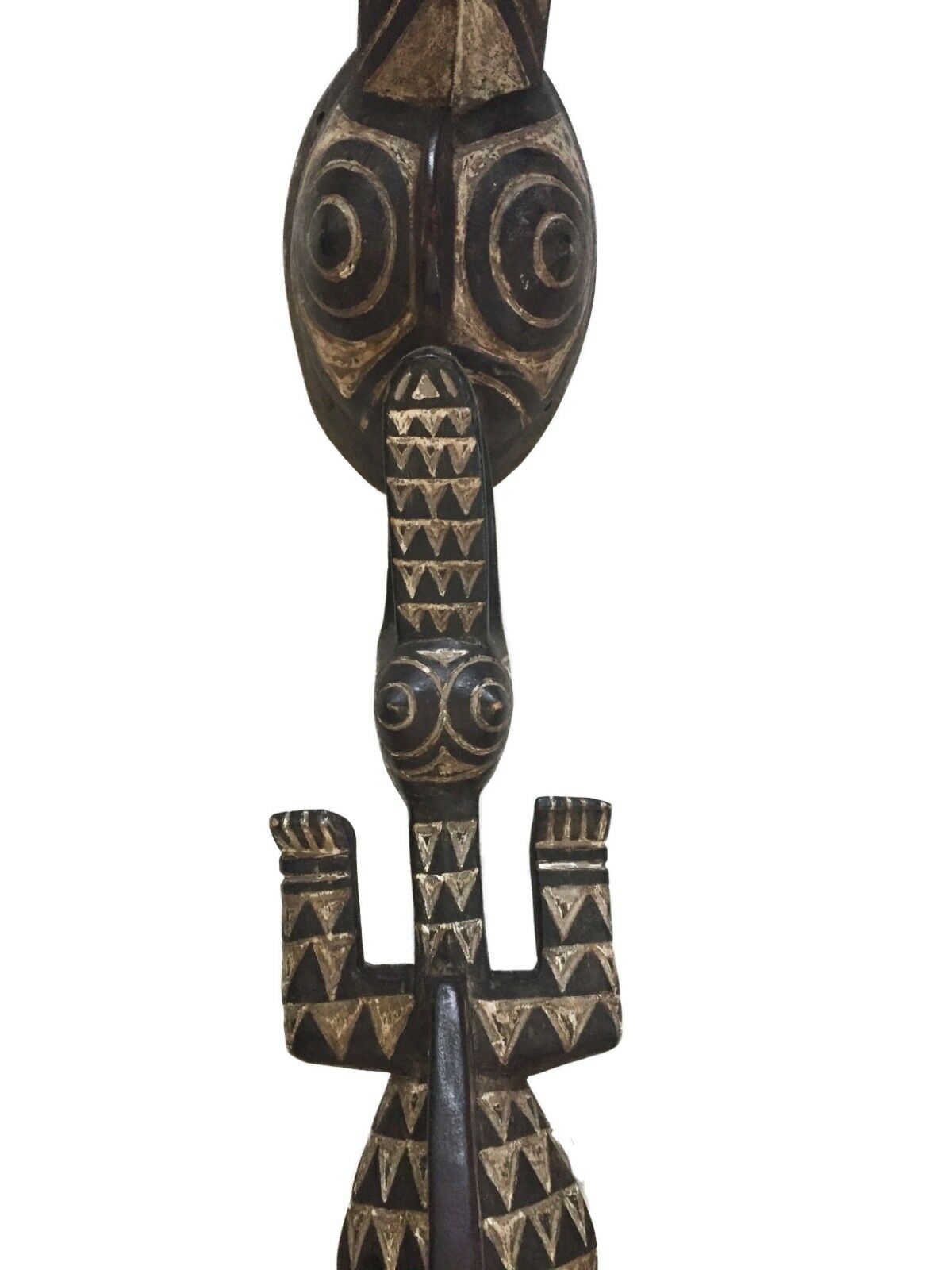 #1791 African Mask Crocodile & bird  Bobo Mask Burkina Faso 40.5" W