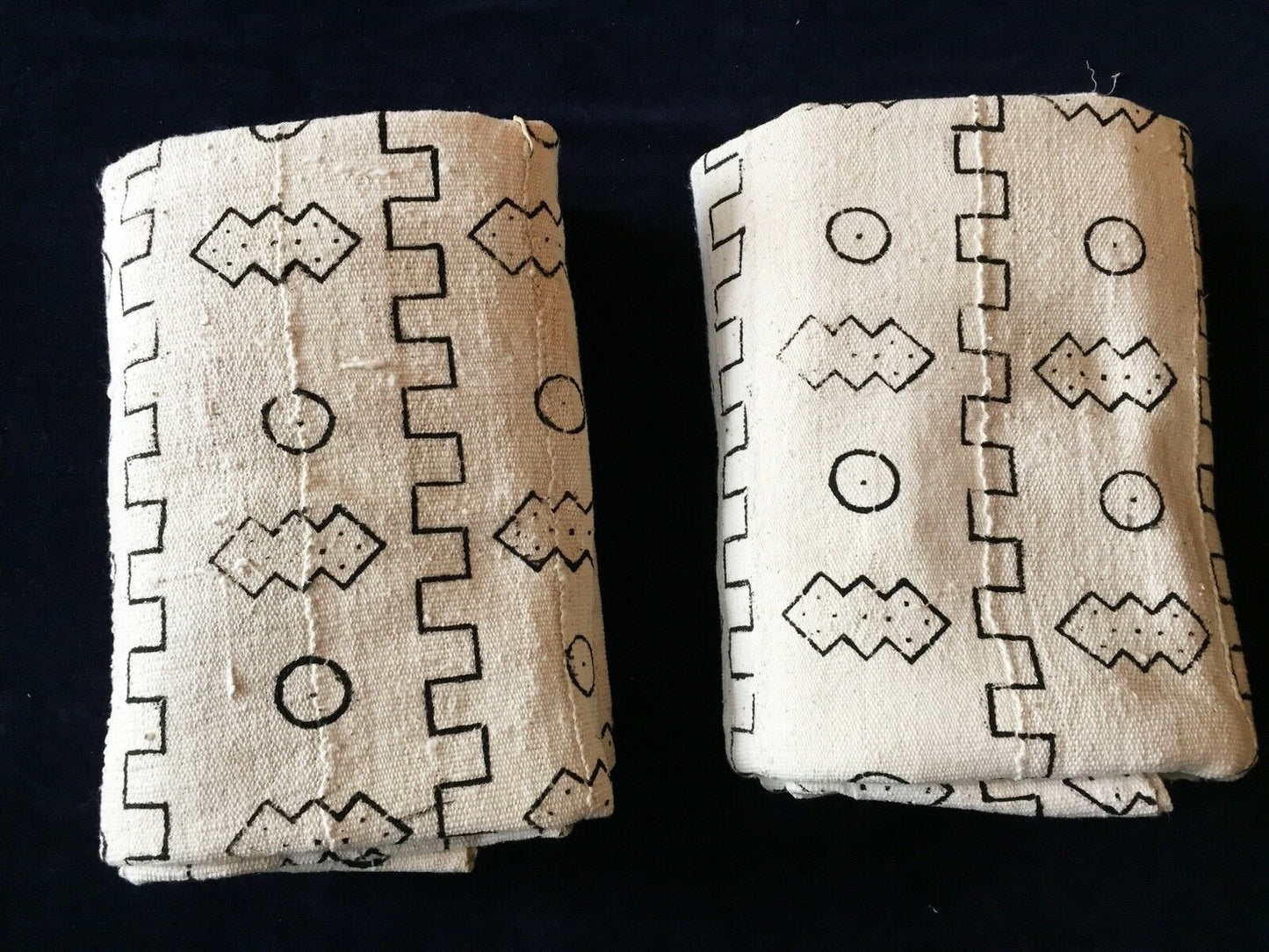 African Large Black & White Mud Cloth Textiles Mali 90" by 62" Pair #1046