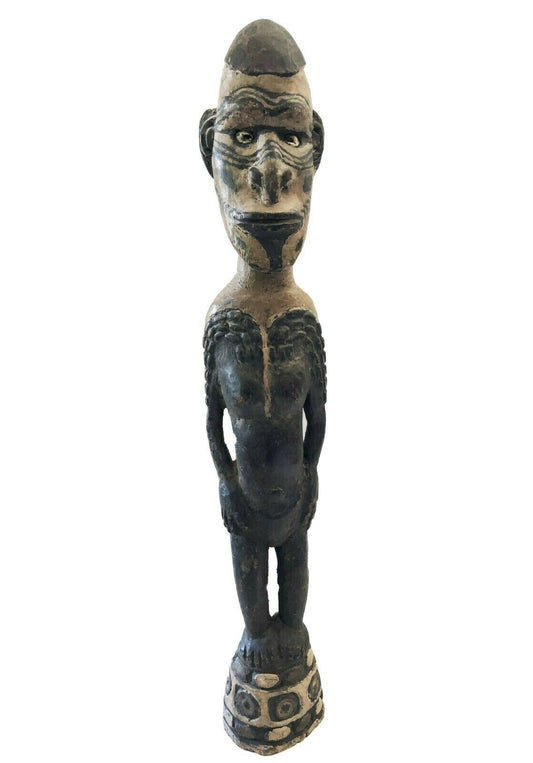 #99 Old Tribal Oceanic Papua-New Guinea Standing Ancestor Figure Sculpture 22" H