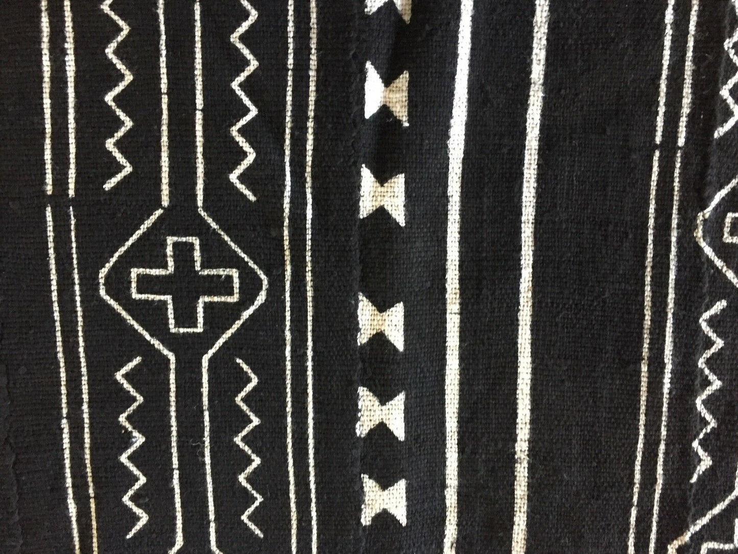 African Mali Black and White Mud Cloth Textile / PAIR 64" by 45.5" Pair # 1839