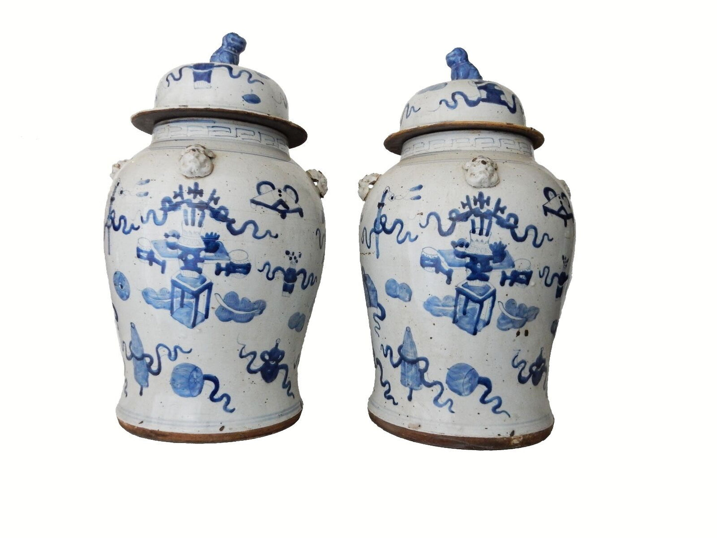 #139 Chinese Porcelain Large B & W Ginger Jars 23" h