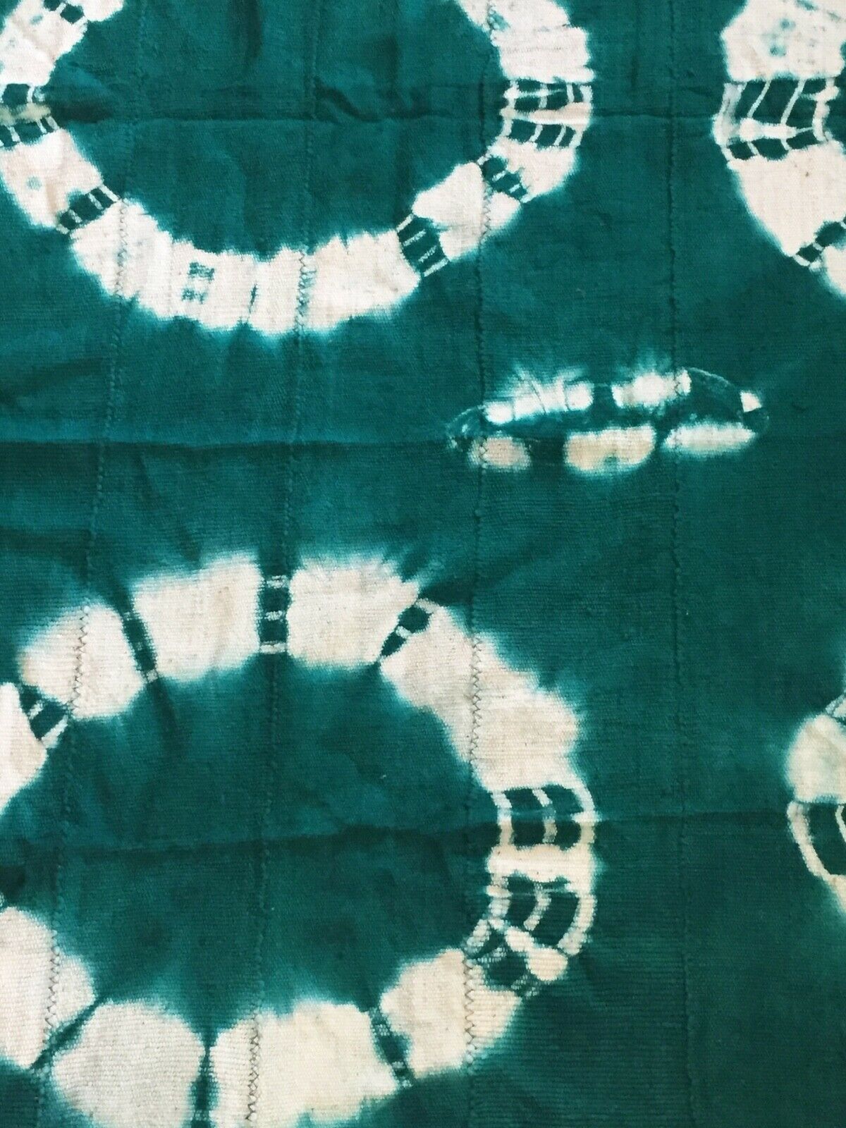 African Emerald Green & White Mud Cloth Textile Mali 42" by 63" # 572