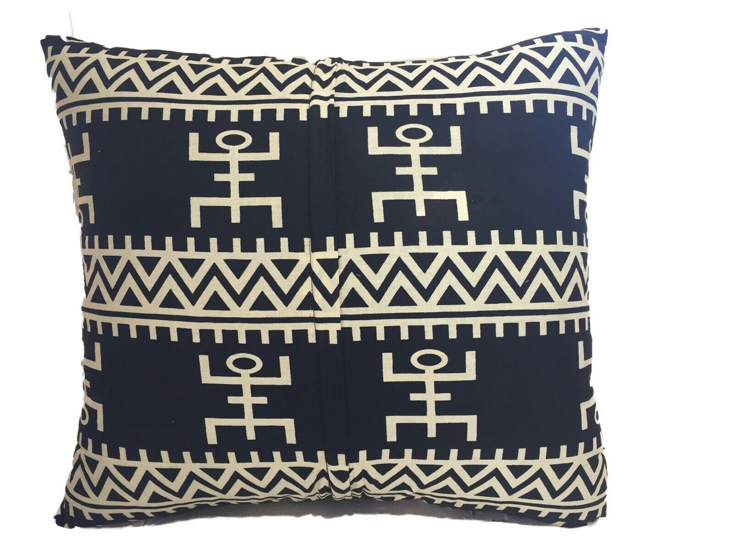 #2069 African Custom Made Black and White Kente Cloth Pillow 20.5" by 19"