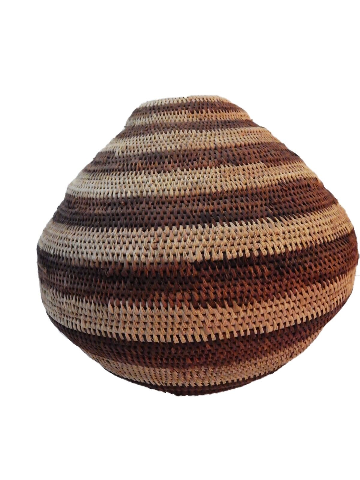 #ABV1A Vintage Botswana Handmade  African Basket Primitives Folk Art 10.5"h