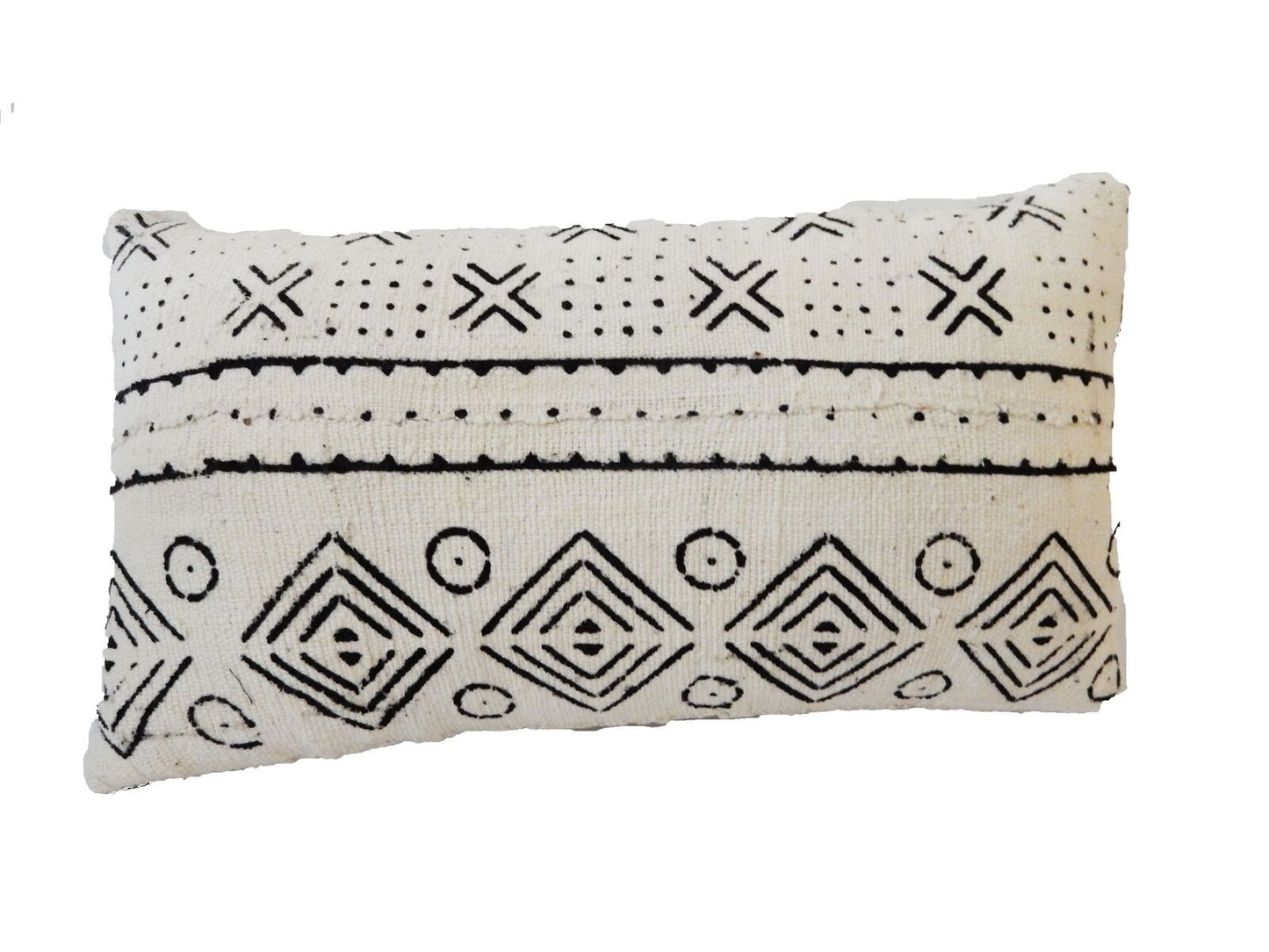 Mud Cloth Bogolan Lumbar Pillow African Mali 16.5" by 9.5" # C