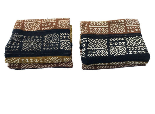 Superb Pair  of Bogolan Mali Mud Cloth Textile 40" by 60" # 77