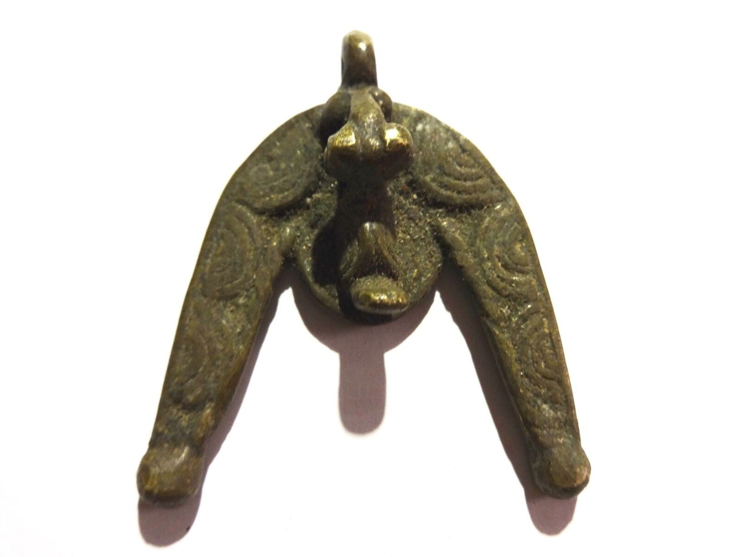 #2131 Superb Gan Bronze Amulet Pendant of Ornate Bird Burkina Faso 2.5" H