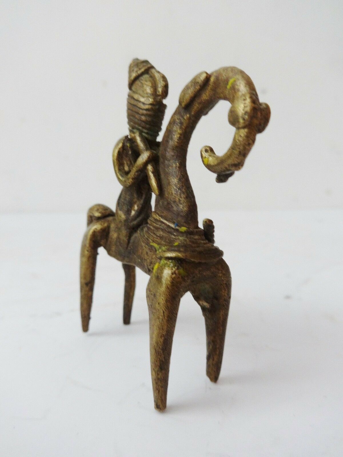 #992A African Dogon Bronze Horseman Cast Handmade Mali 3" W by 3" H