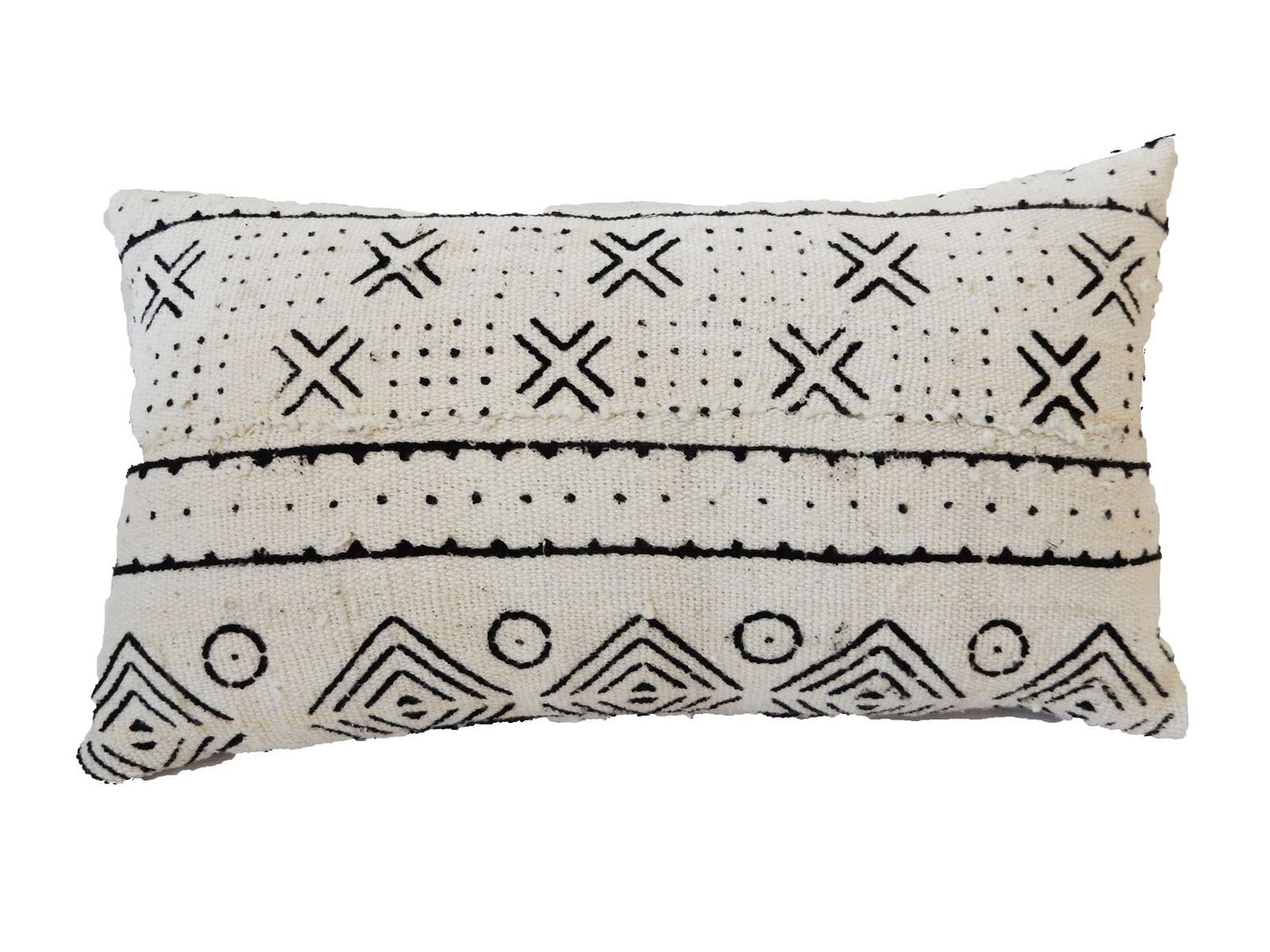 Mud Cloth Bogolan Lumbar Pillow African Mali 16.5" by 9.5" # C