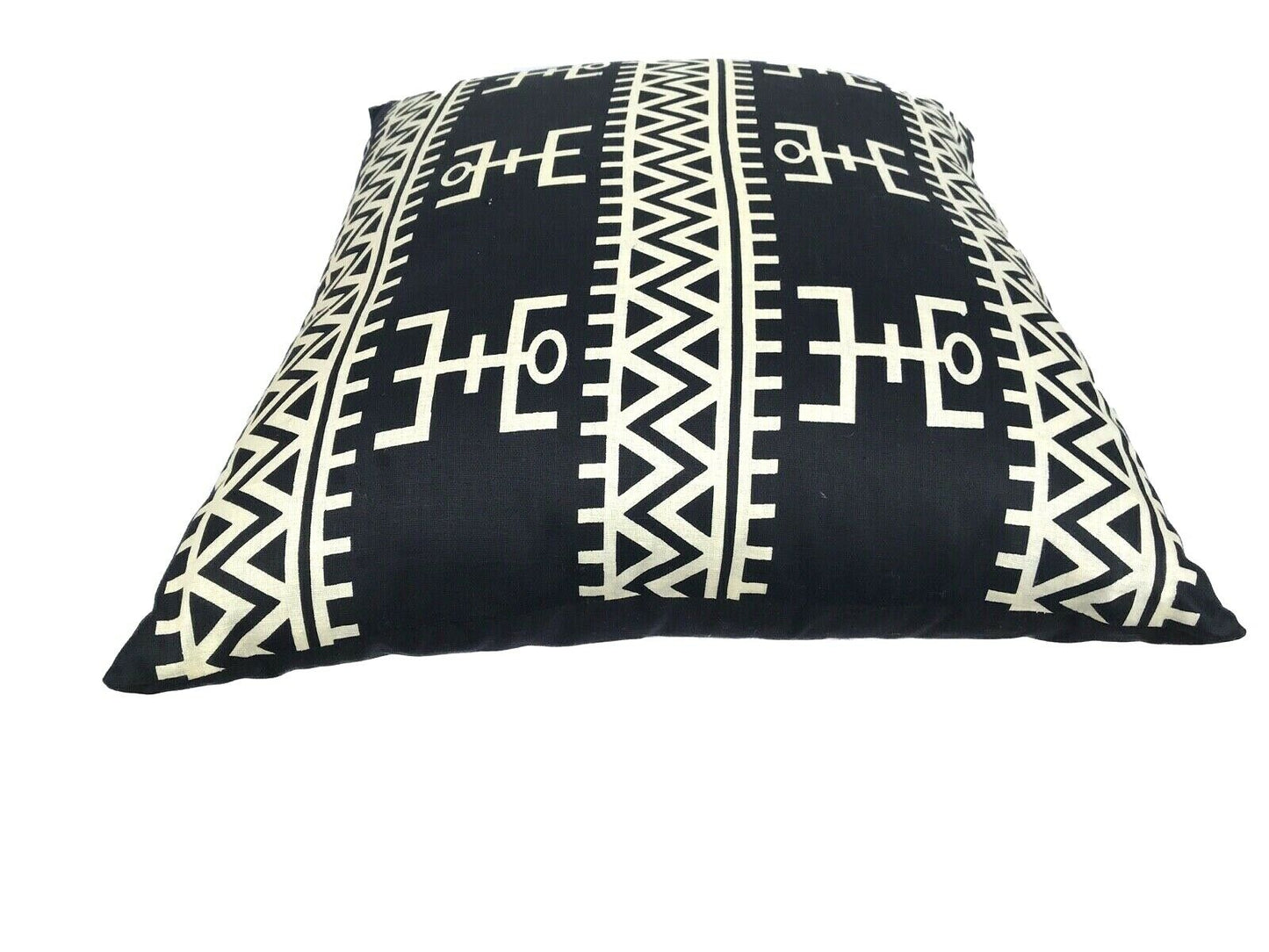 #136 African Custom Made Black and White Kente Cloth Pillow 21" by 19"