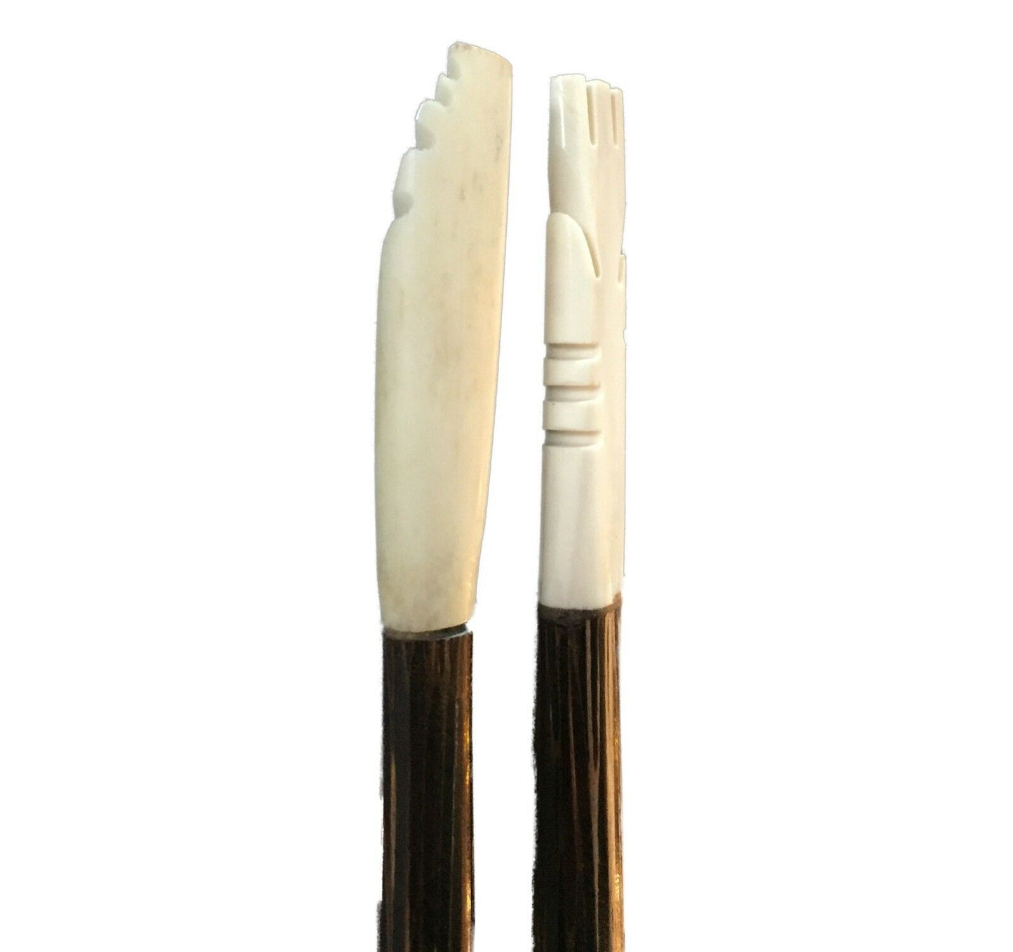 #2000 Ethnic Coconut Wood and Bone Hair Pins S/2