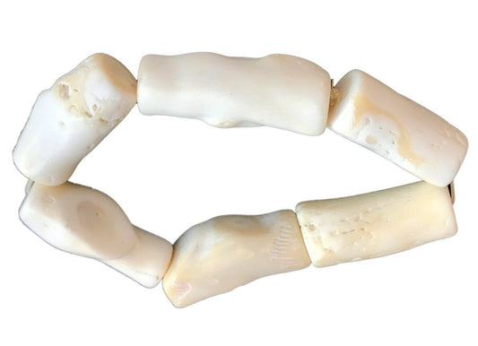 Superb Trade African Natural white Coral 6 Lg  Beads Bracelet