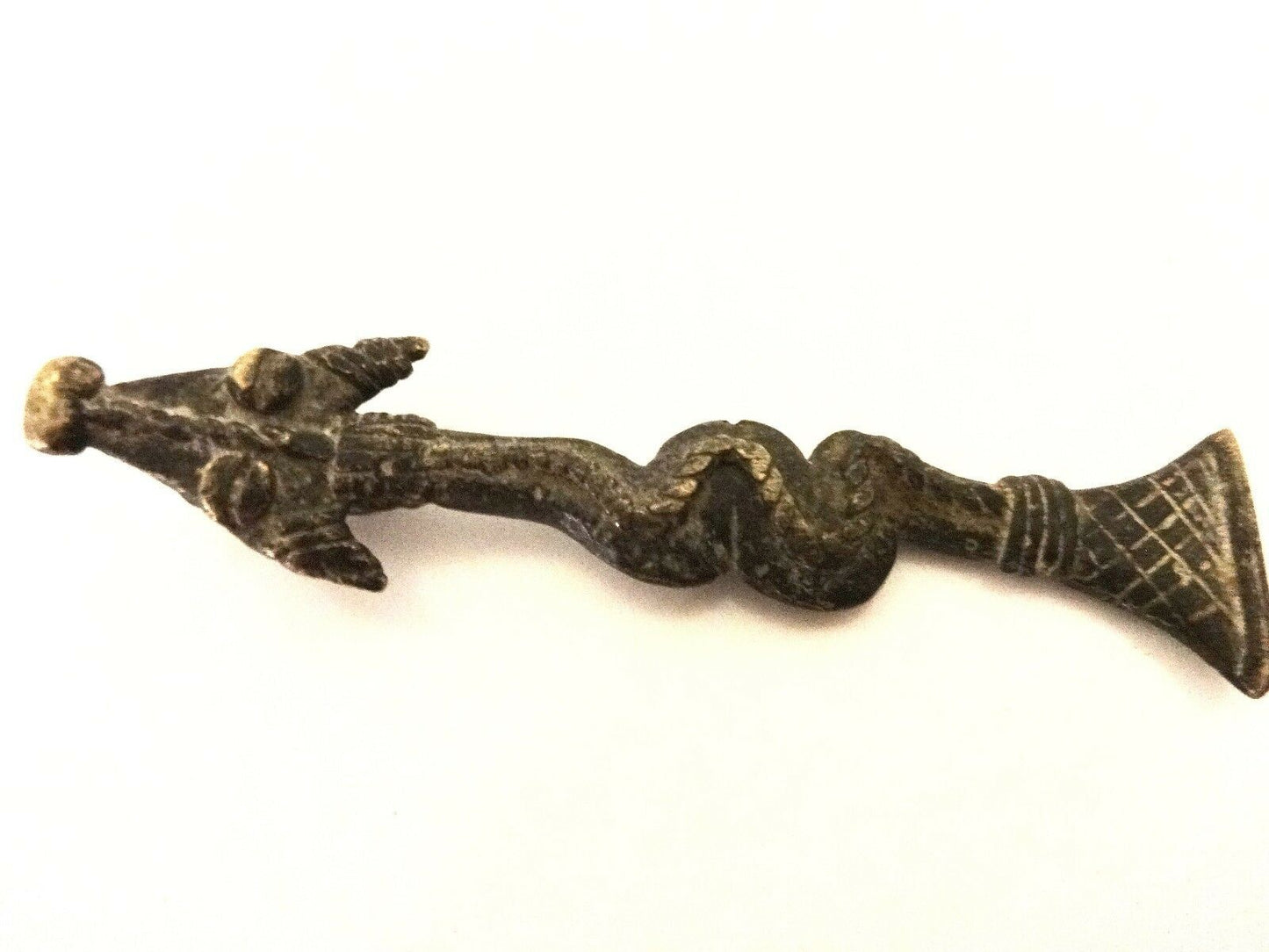 #y1 Superb 3 1/2"H Gan Bronze Amulet Talisman Pendant of Serpent Burkina Faso Africa