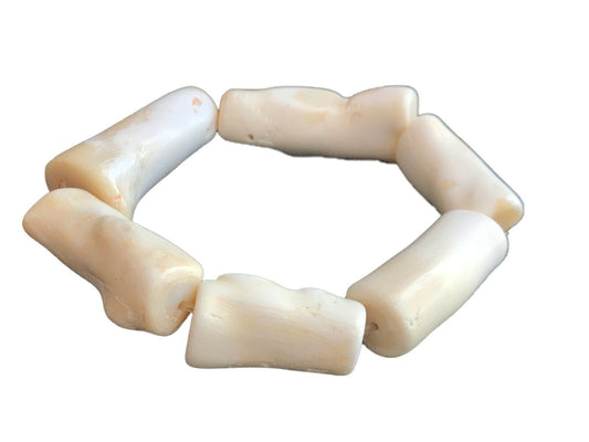 Superb Trade African Natural white Coral 6 Lg  Beads Bracelet