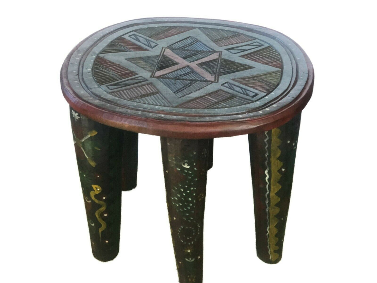 #681 Superb African LG  Nupe Stool / Table Nigeria  20.5" W by 17" H