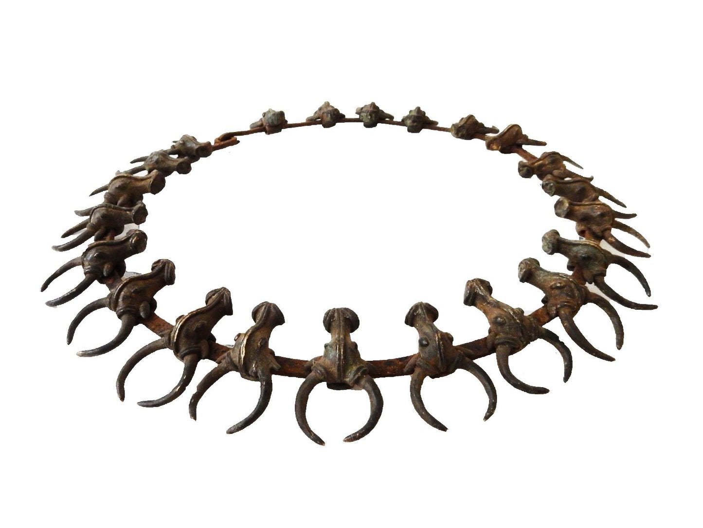 #3930 African Old dignitary's torque Buffalo necklace Bamum people Cameroon 14" D