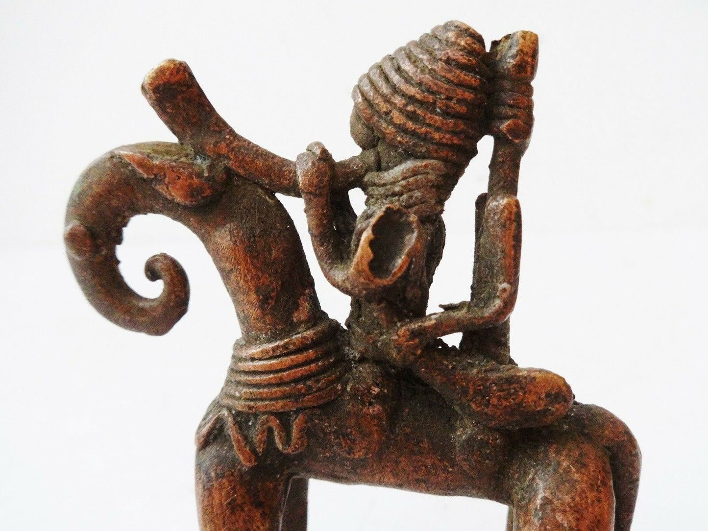 #991 Superb African Dogon Bronze Horseman Cast Handmade Mali 3 1/4" W by 3 3/4" H