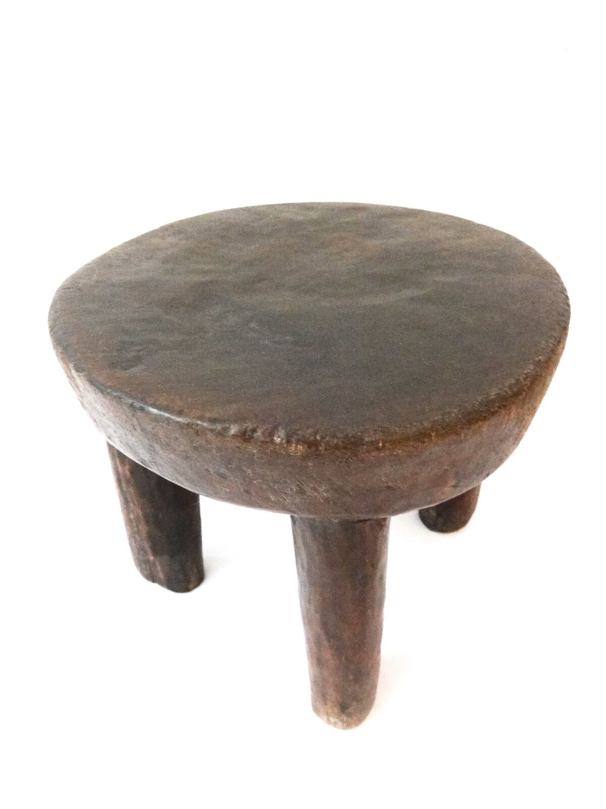 #1658 African Old Carved Wood Milk Stool Hehe Gogo People Tanzania 7.5" H by 10" D