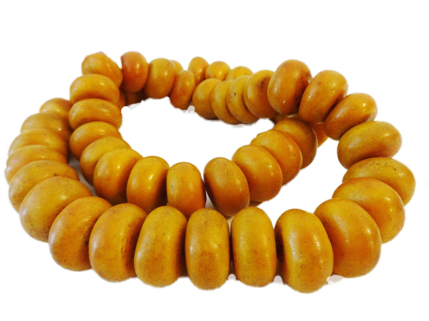 Superb Vintage African Simulated Amber Necklace w/50 trade beads
