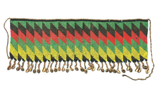 #459 Ceremonial Skirt Kirdi Beaded Cache Sex Pikuran Cameroon 20" W by 8"H