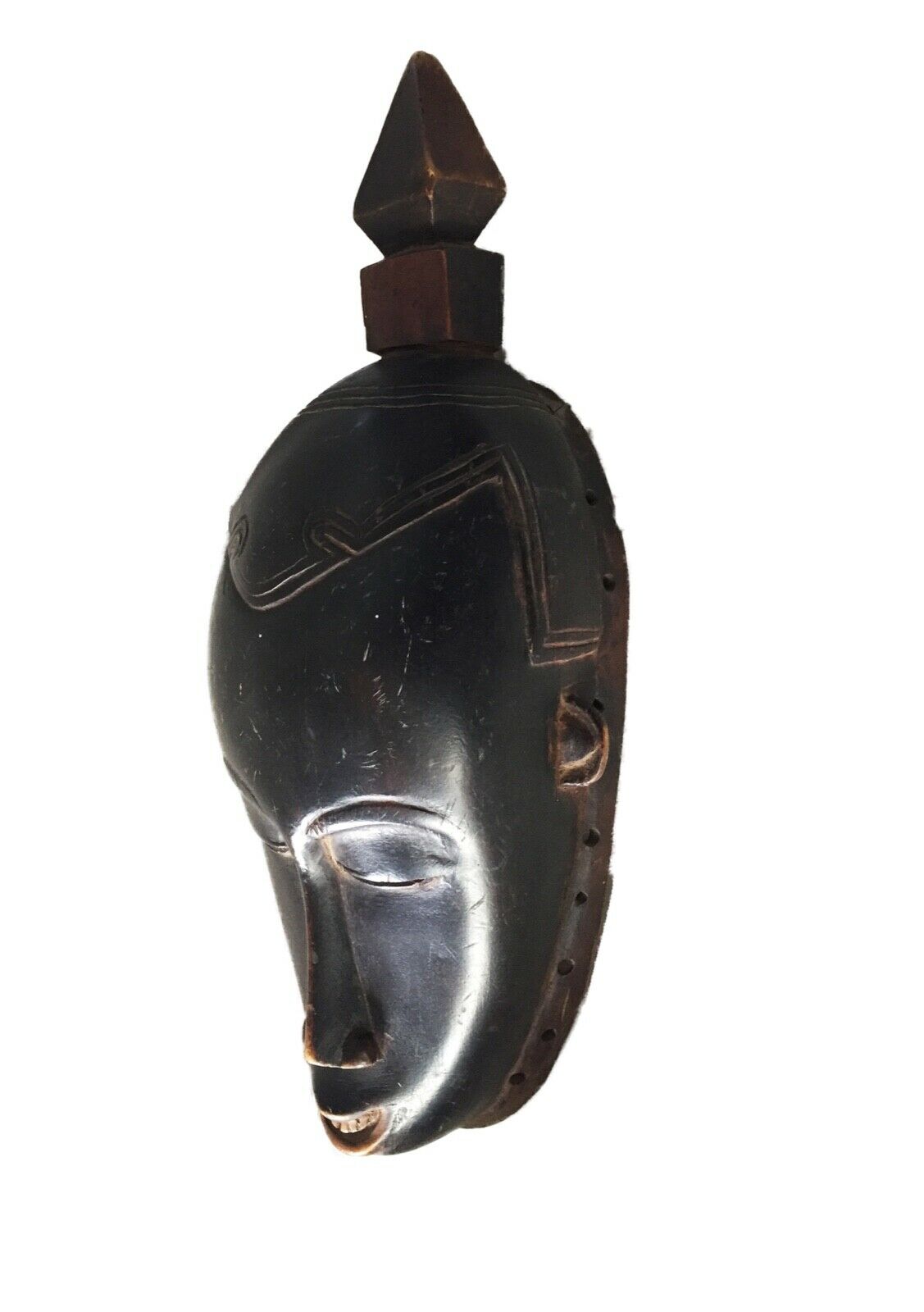#1801 Superb Old African  Baule Portrait Mask Cote D'ivoire 17" H