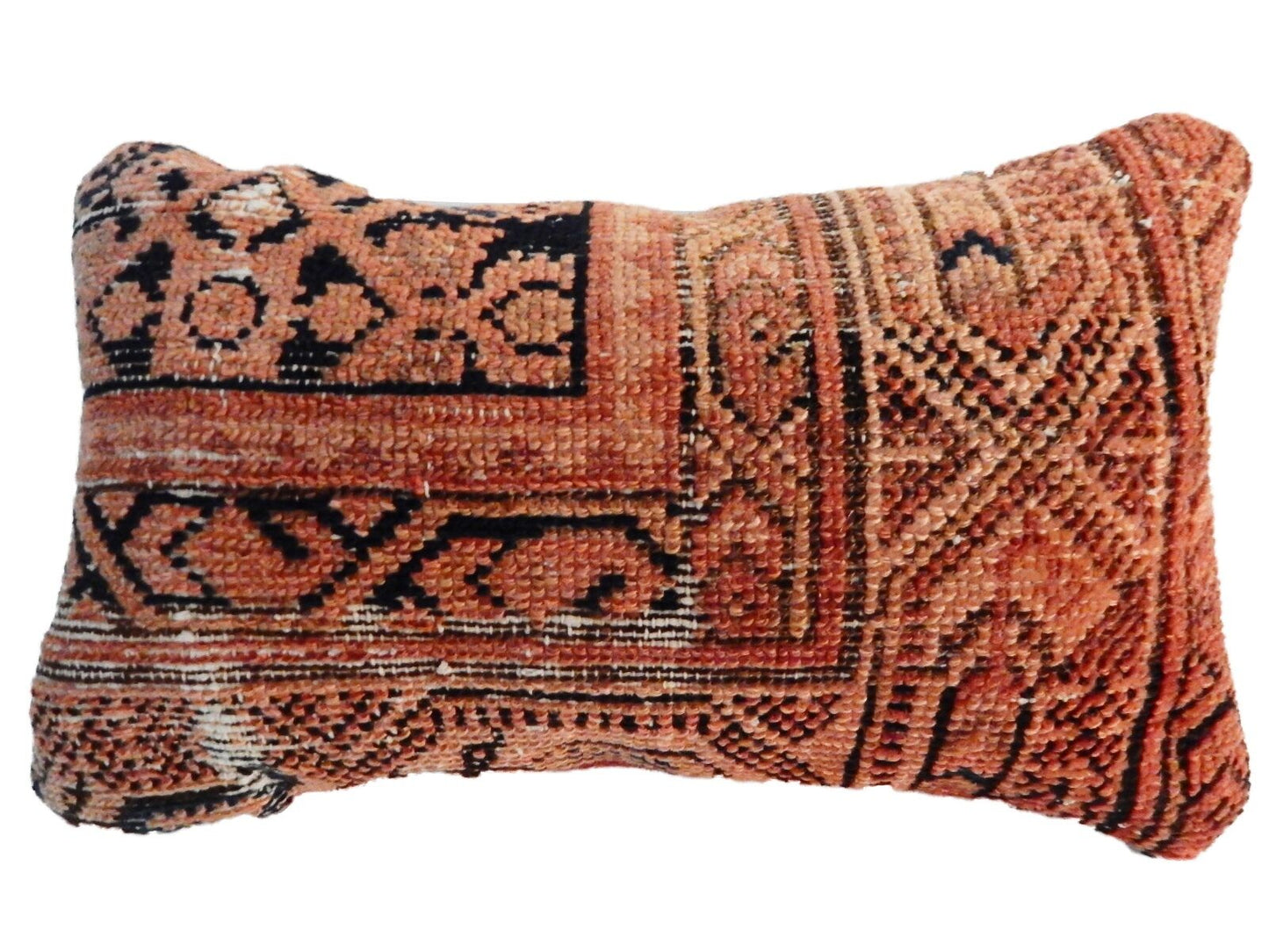 #Pl4 Antique  Lumbar Malayer Rug Pillow Fagment 14.5" by 9"