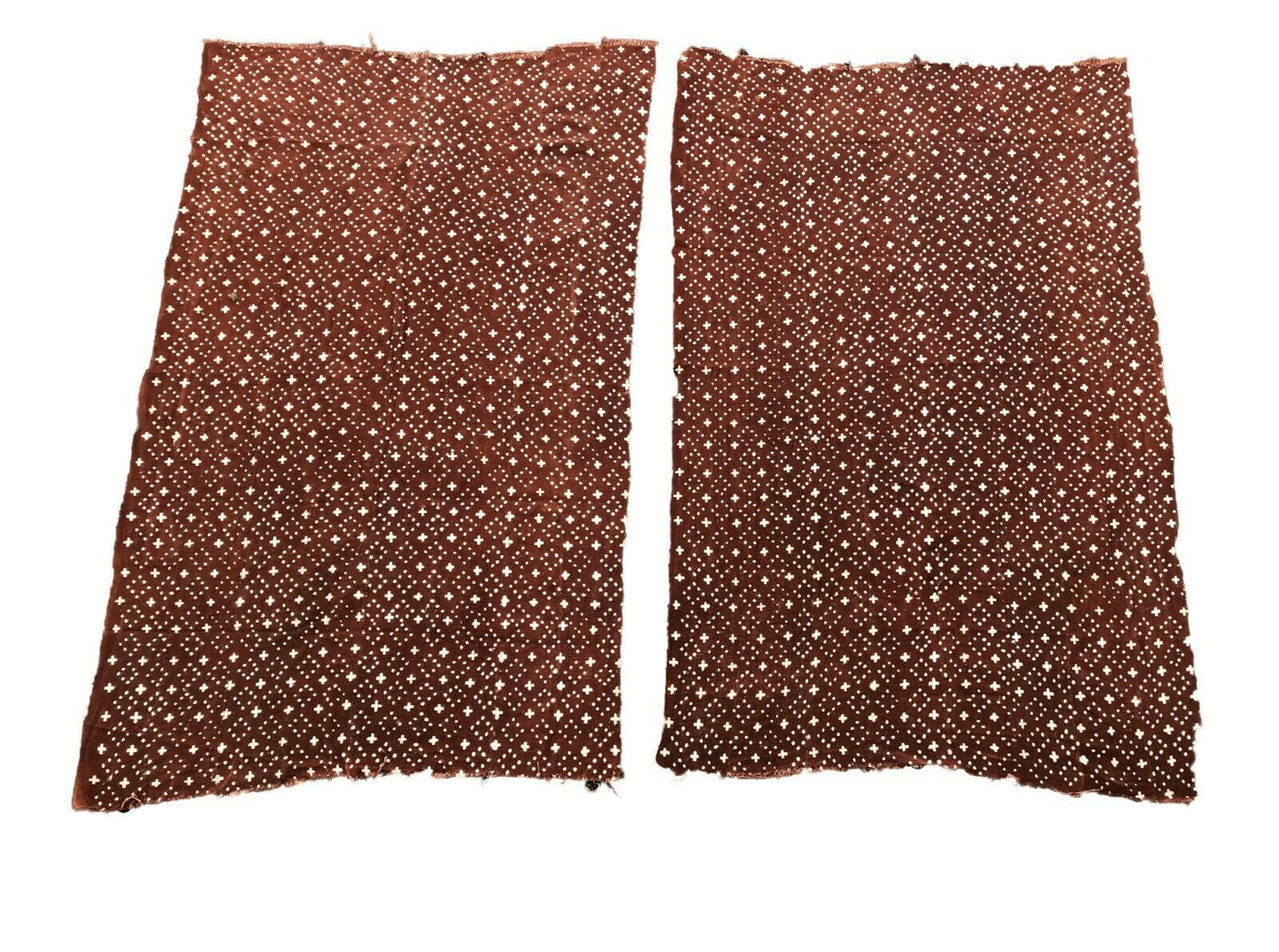 Pair Of African Bogolan Textile Brown and white Mud Cloth  66" by 42" # 400