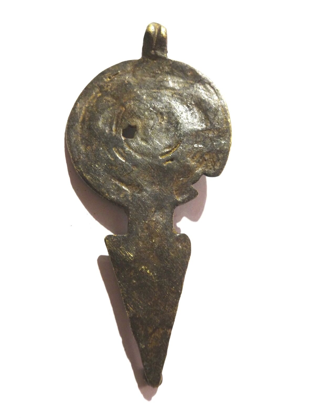 #1012 Superb Gan Bronze Amulet Pendant of Ornate Serpent Burkina Faso 4" H