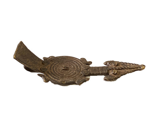 #2228 Unique Gan Bronze Amulet Talisman Pendant of A Serpent Burkina Faso 4" H