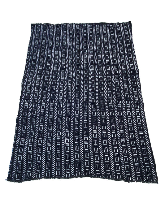 # 3851 Vintage  African Black and White Mud Cloth Textile Mali 62" by 43"