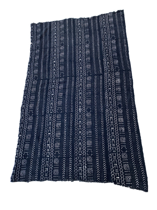 # 3856 Vintage African Black and White Mud Cloth Textile Mali 68" by 38"