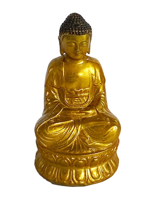 #4065 Gilt Bronze  Meditating Serenity Calming Buddha 4.5" H