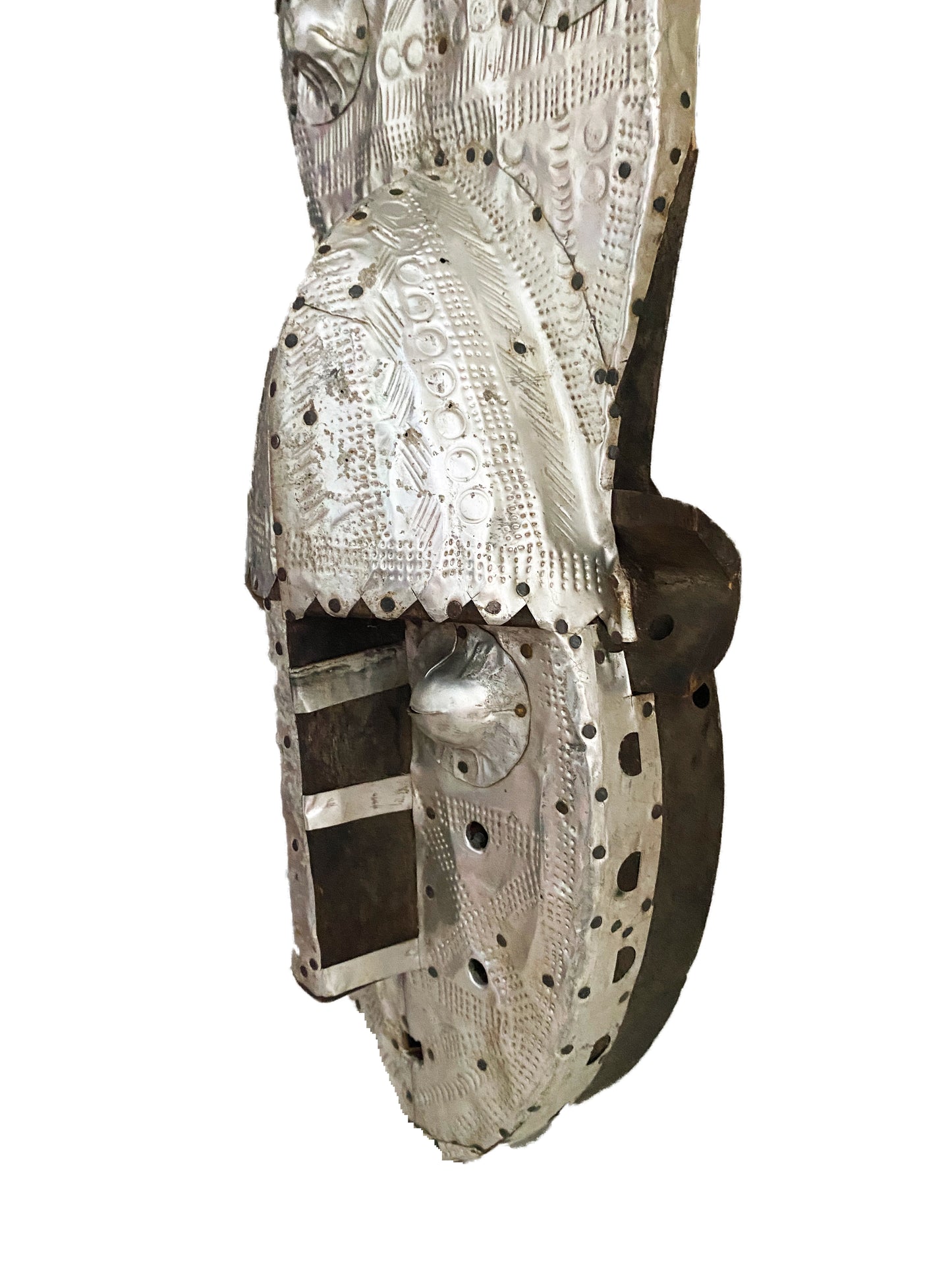 African Bamana Ntomo Mask w/ Aluminum 24.75" H #3060
