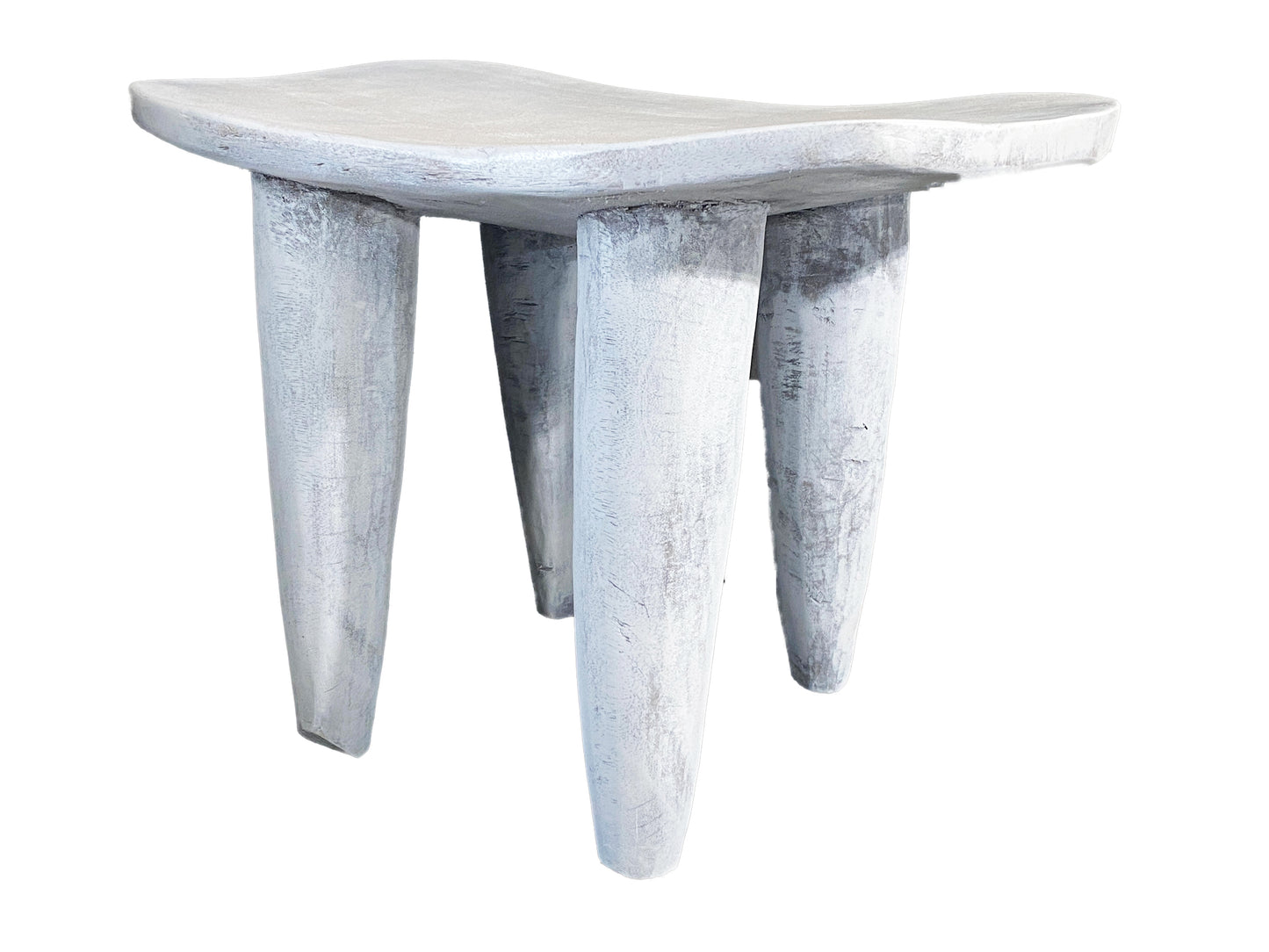 # 4297 African Distressed White Senufo Wood Stool/Table  I . Coast