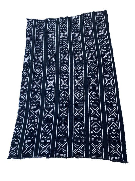 # 3854 African Black and White Mud Cloth Textile Mali 42" by 68"