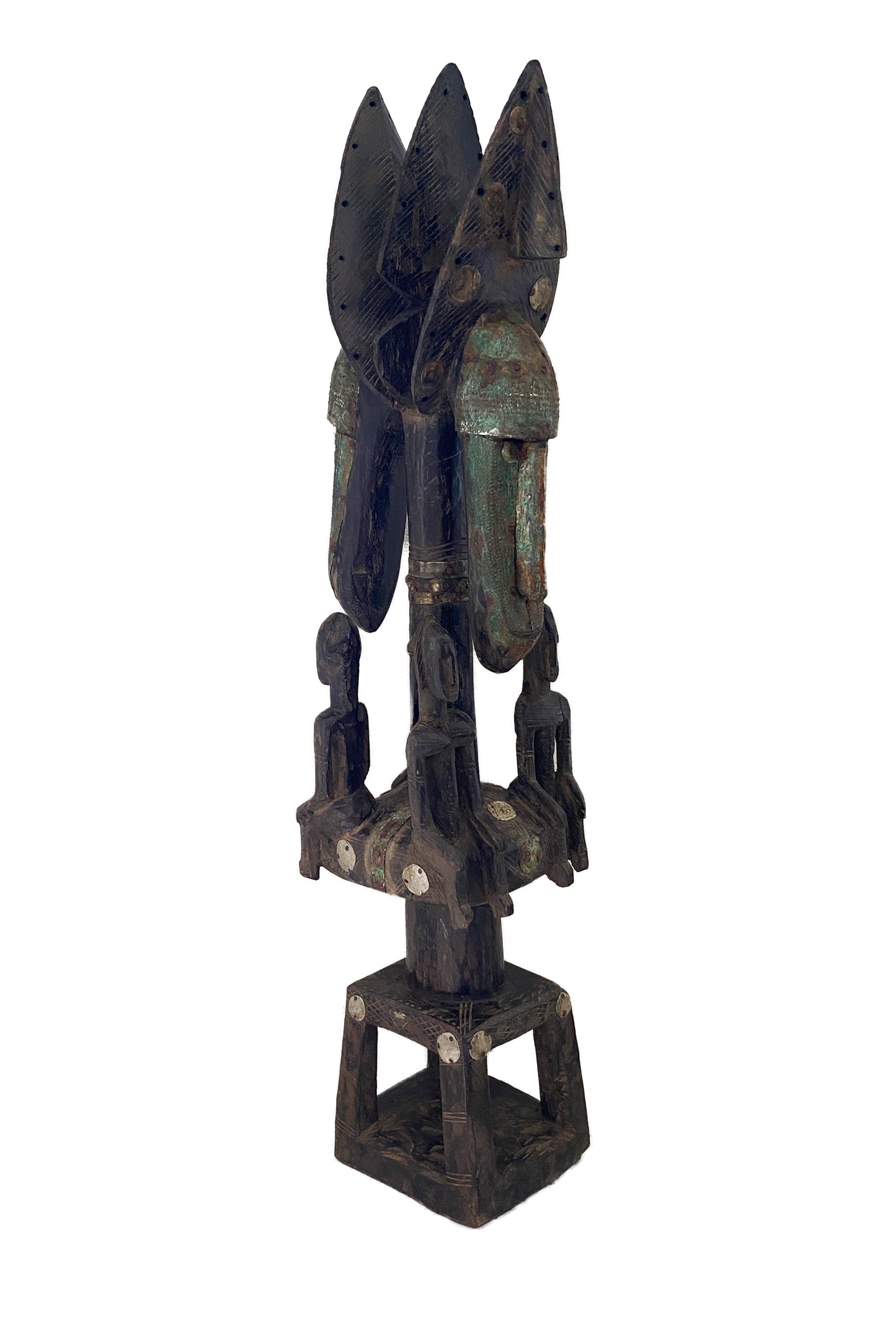 #3764 Rare Old Carved Wood Dogon /Marka tribe Figural Tellem Sculpture 35.5" H