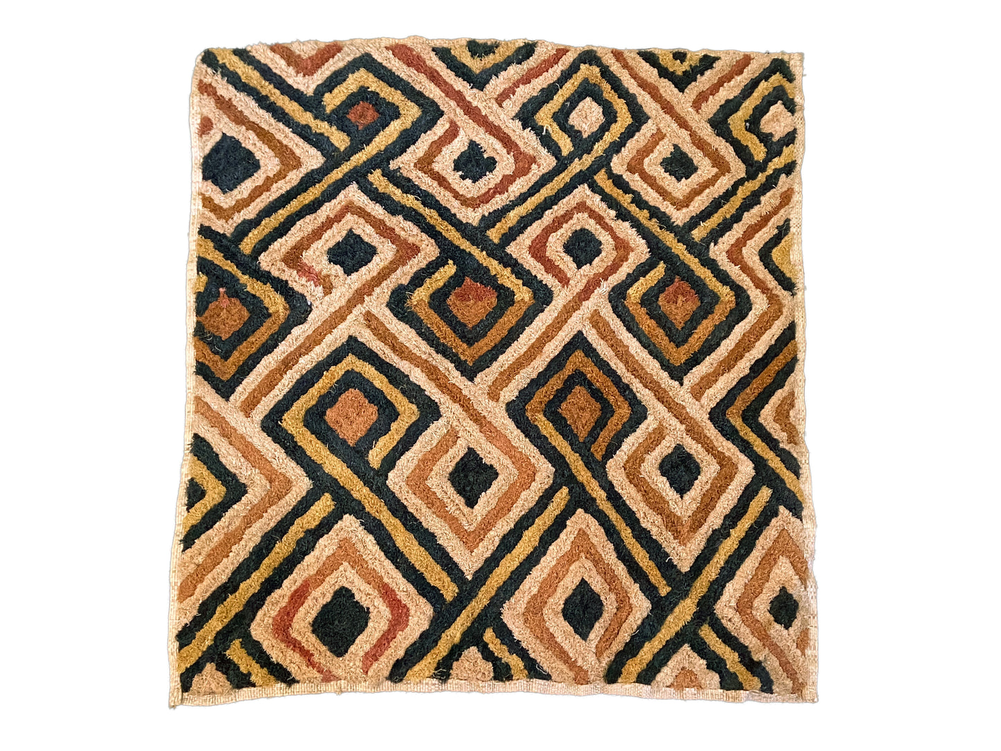 #2040 Superb African Kuba Kasai Velvet Raffia Textile Zaire 26 "by 23"
