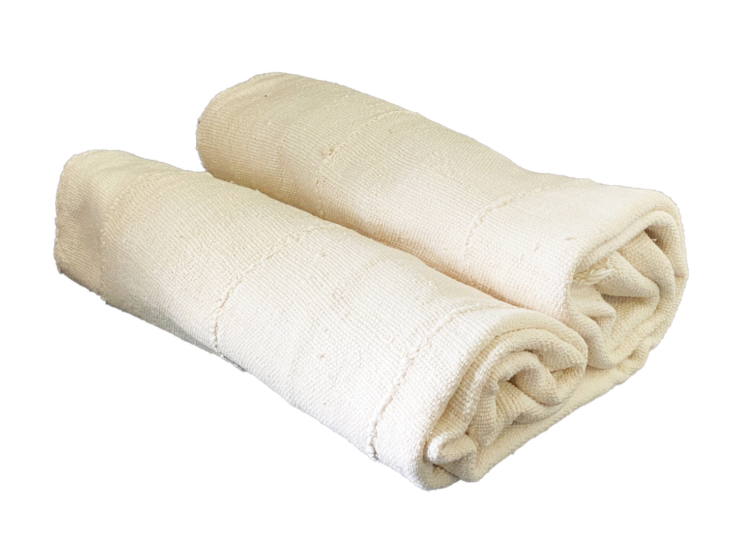#3882  LG African Plain White Mud Cloth /Blanket Bogolan Textile Mali 61" by 98"