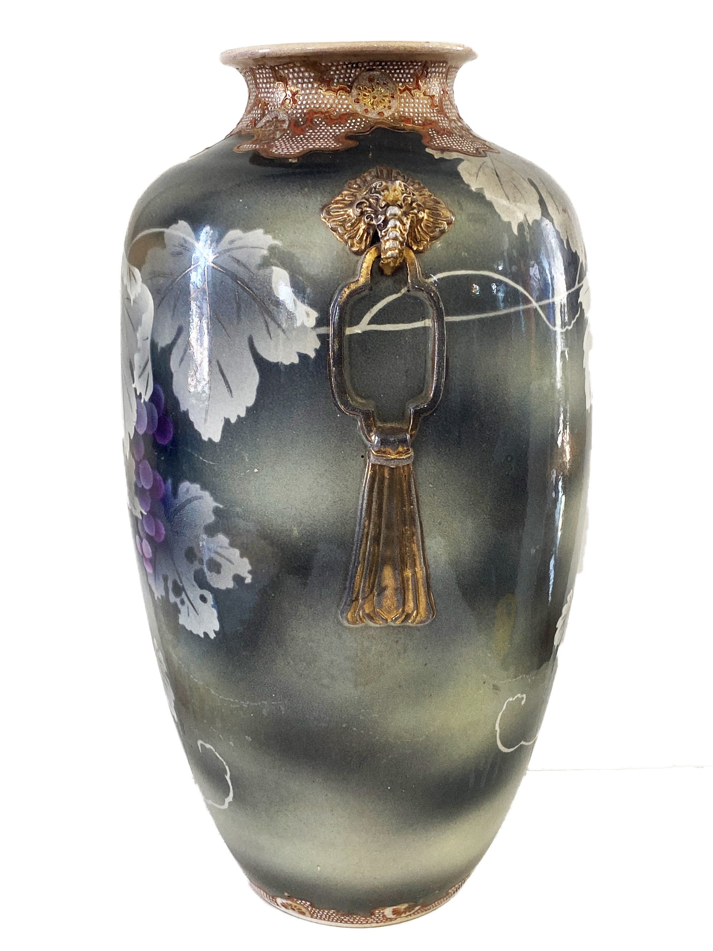 #3491 Antique Fine Satsuma Vase Meiji Period