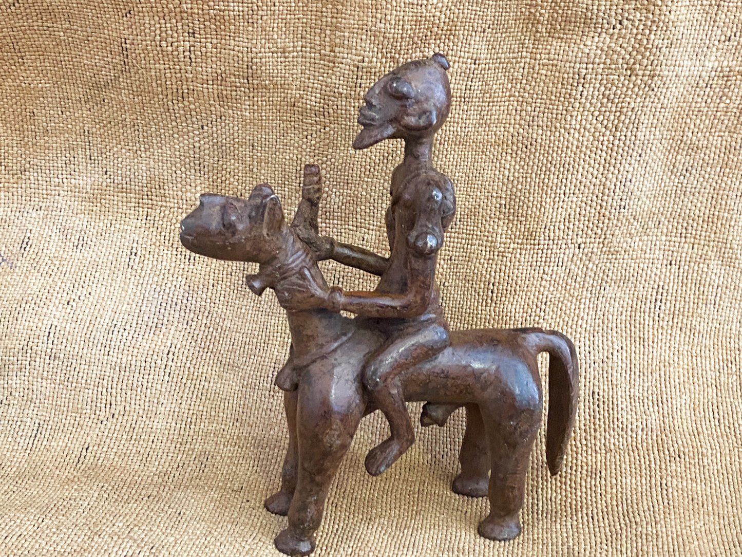 # 3710  Superb African Dogon Bronze Horseman