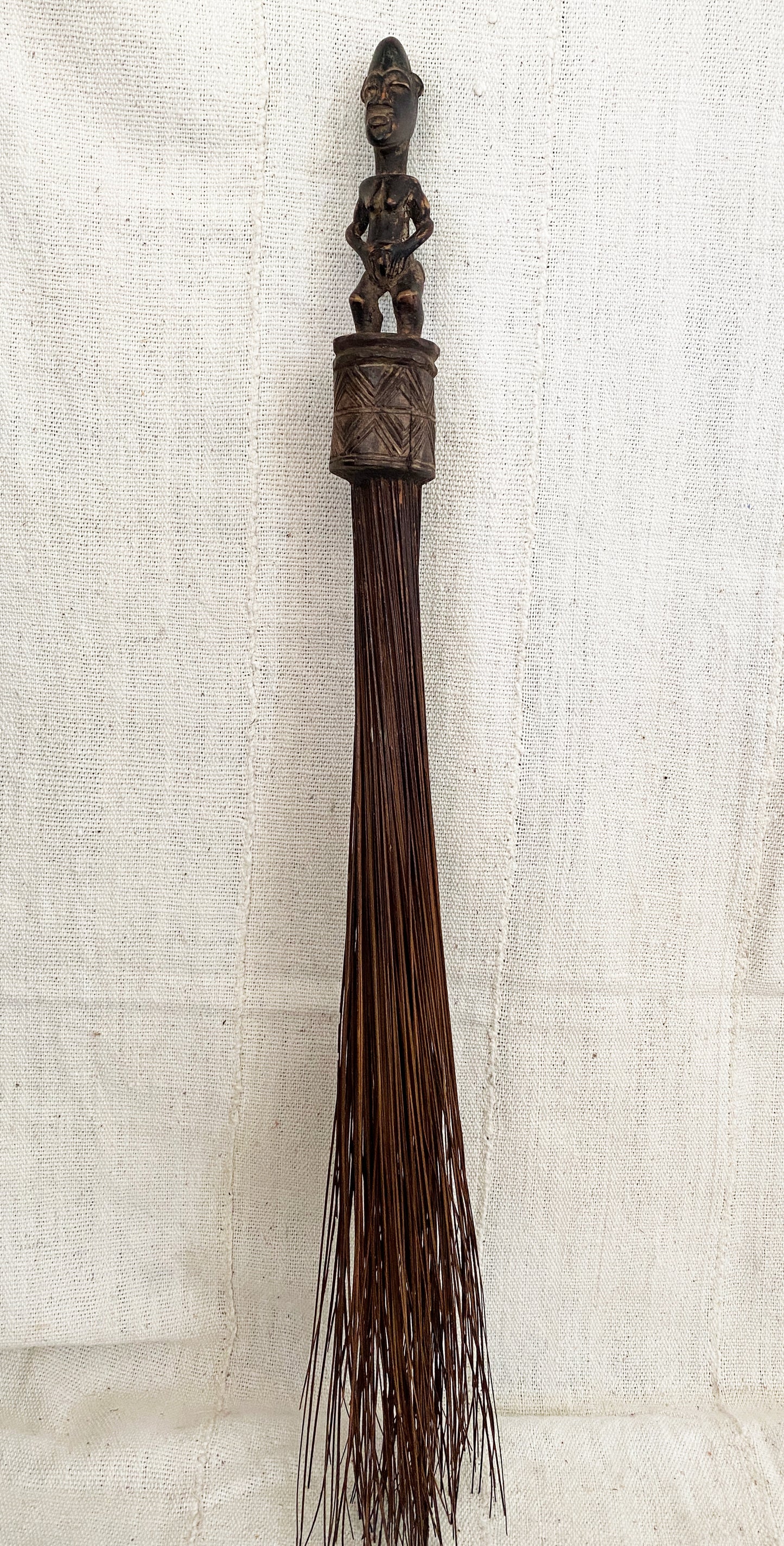 #517 African Baule Broom With Female Figure