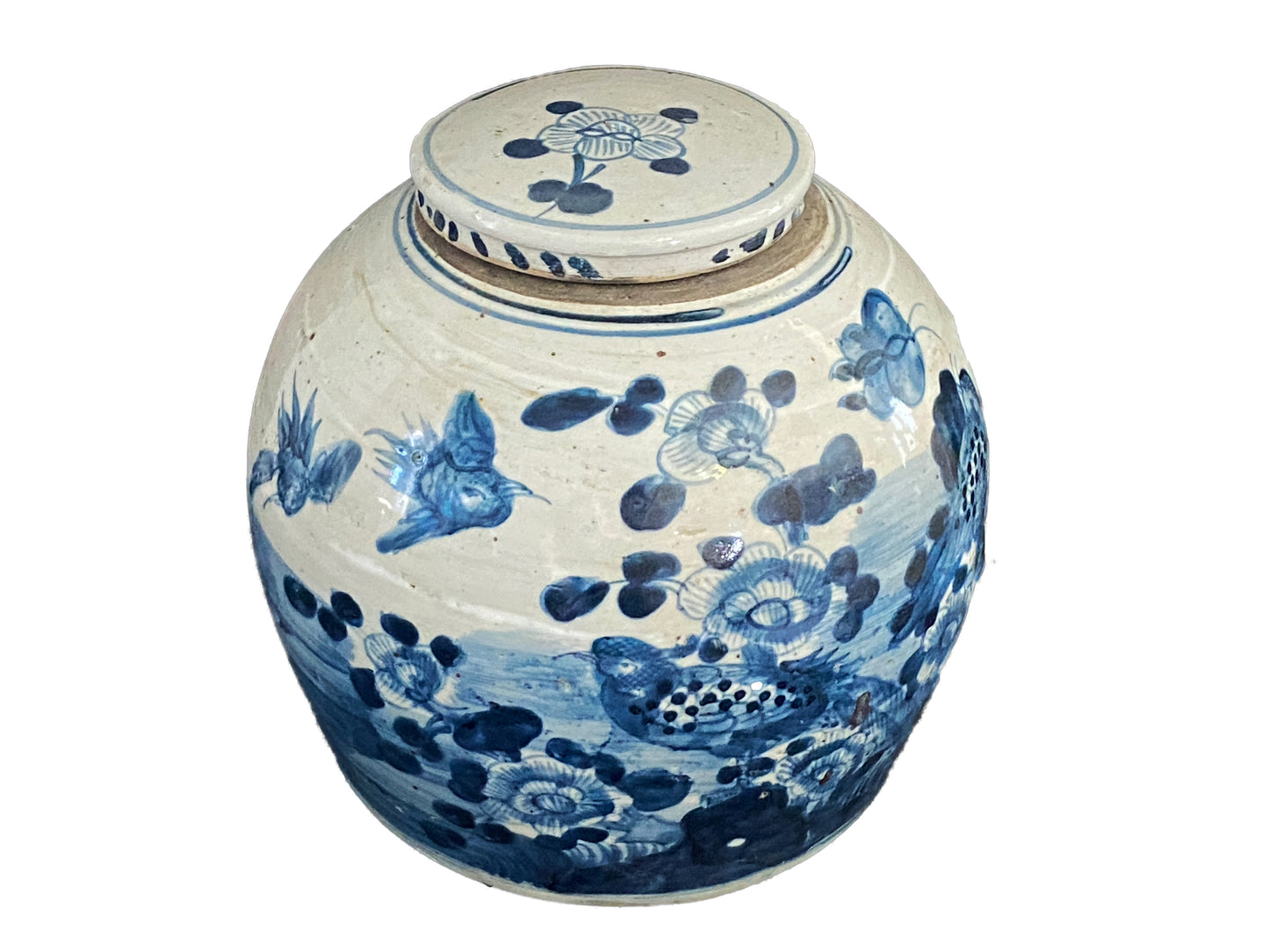 #3792 Chinoiserie Blue & White Porcelain Ginger Jar 11" H