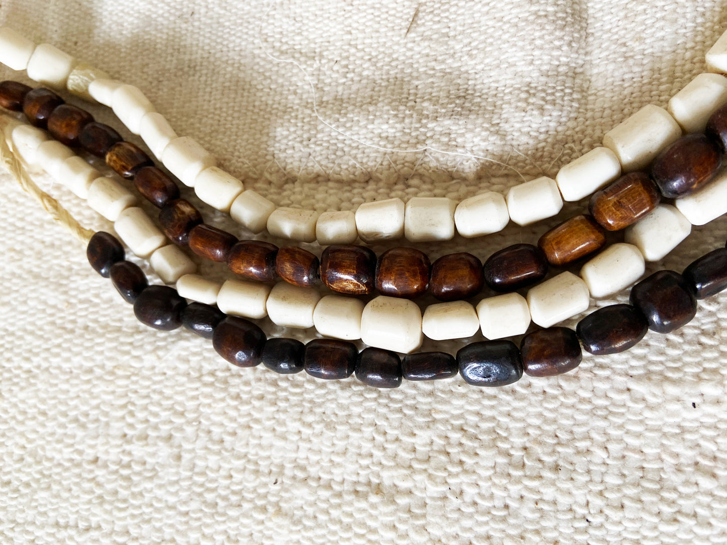 #1853 Set/ 4 African Bone Trading Beads 24" L