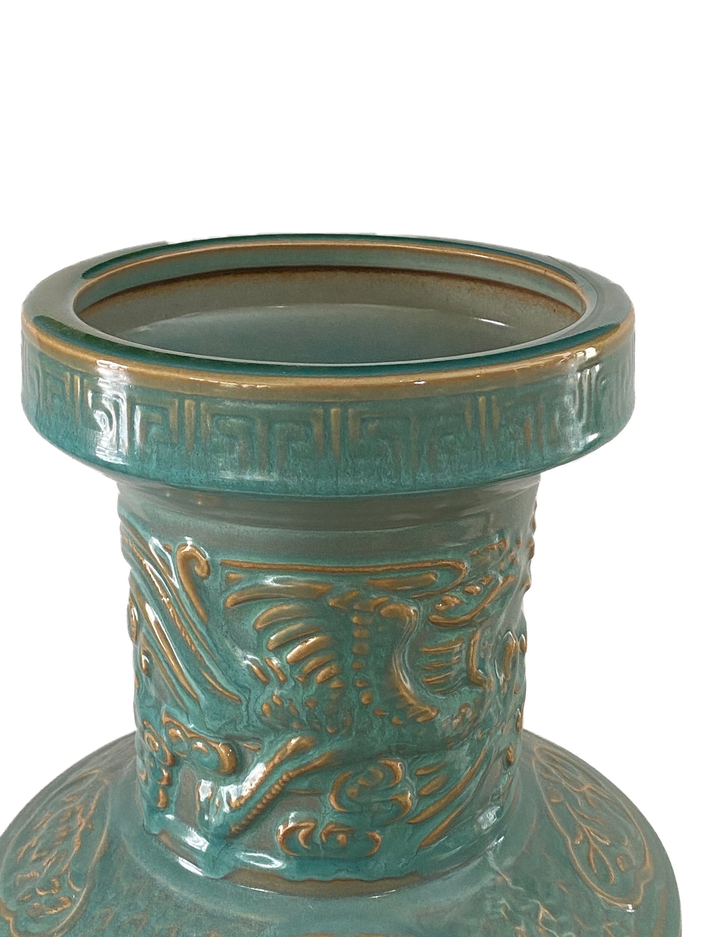#3375 Chinoiserie Large Porcelain Dragon Vase 26.5" H