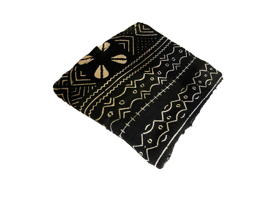African Black and White Mud Cloth Textile Mali 43" by 64" #3681